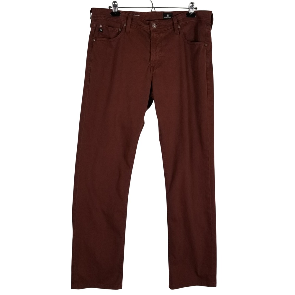 AG Adriano Goldschmied The Graduate Pants Mens 36x34 Brown Tailored Leg Stretch